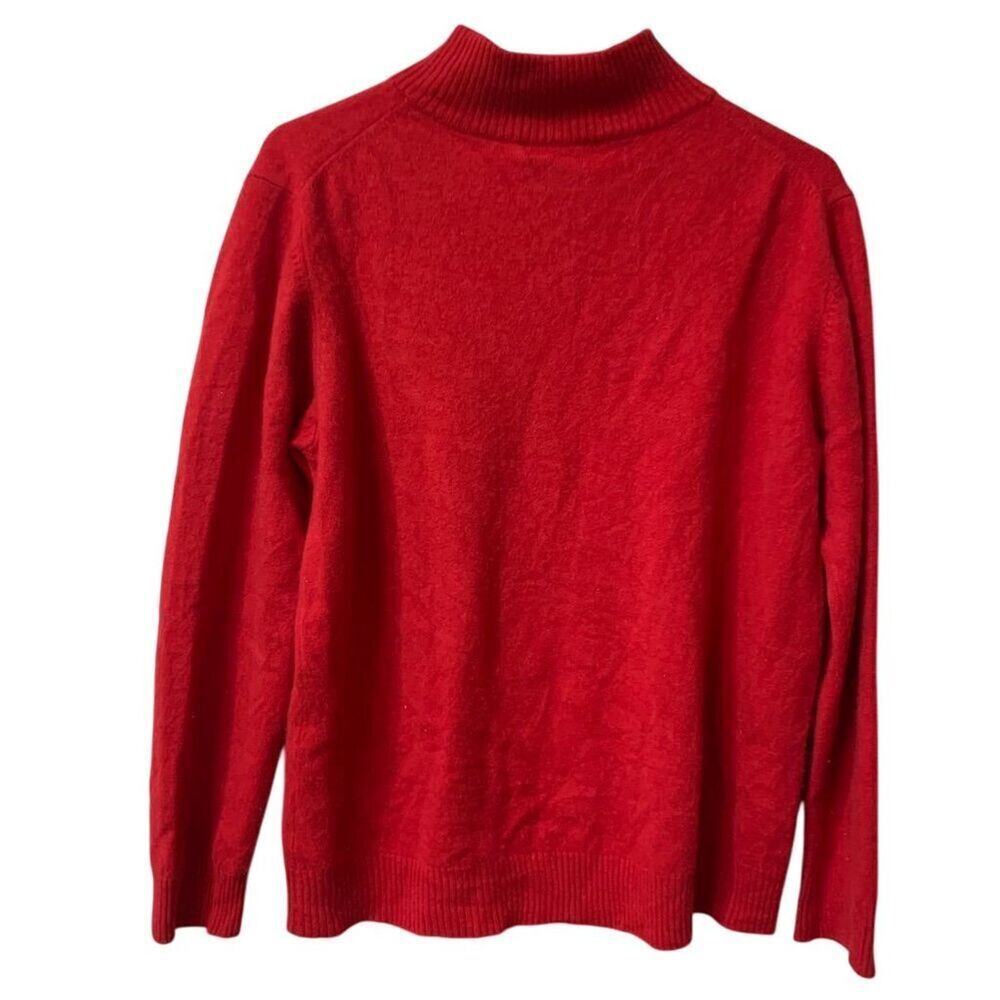 Women's Red Cashmere Turtleneck Sweater Size L Long Sleeve Casual - Picture 2 of 5